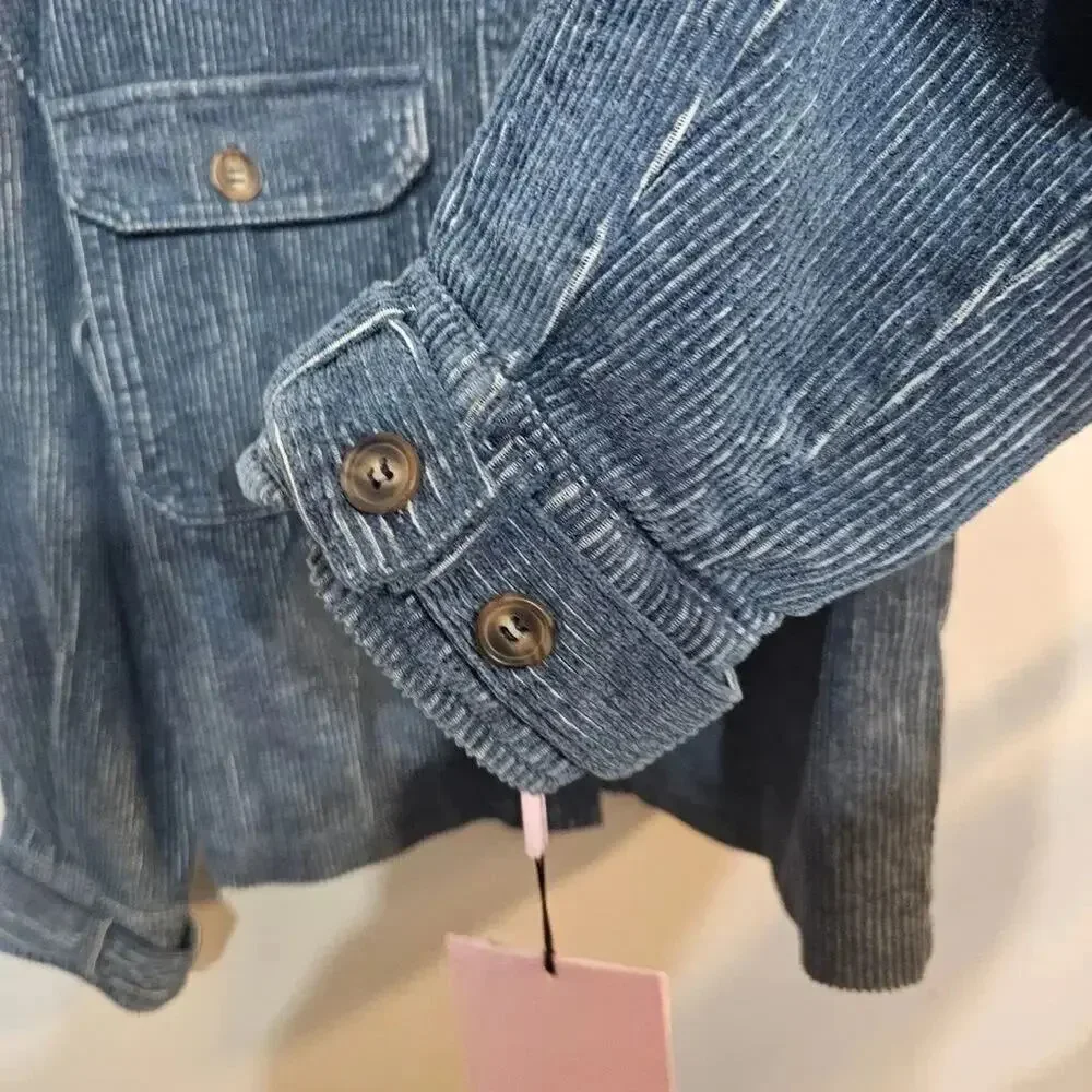 Avec Les Fille Corduroy Shacket Size Medium Blue NWT‎